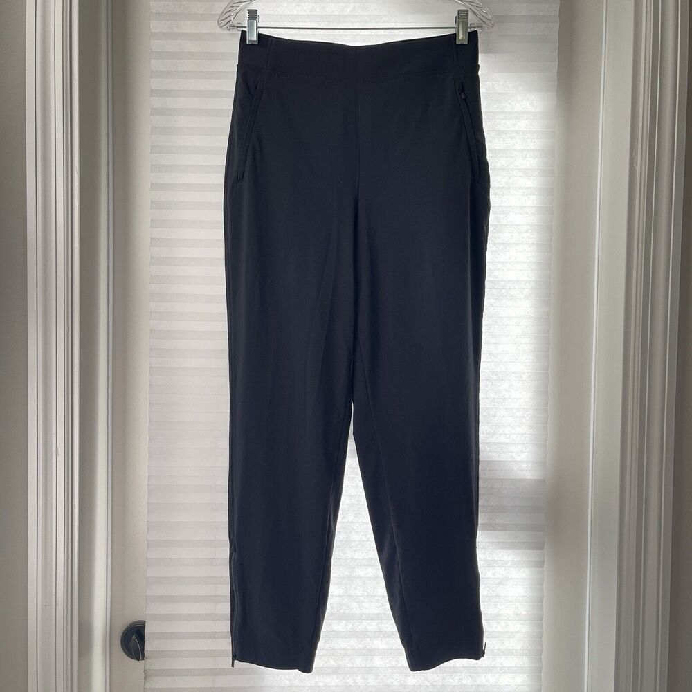 Athleta Black Pants size 6, zipper at ankles, elastic waist band at back pull on